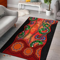 Aboriginal Area Rug Aussie Indigenous Patterns Orange