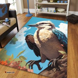Australia Kookaburra Area Rug - Kookaburra Blue Background Area Rug