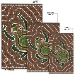 Aboriginal Area Rug DREAMTIME FROG Aboriginal Style