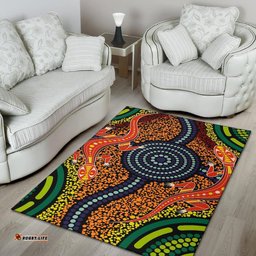 1st australia area rug aboriginal two lizards dot painting circle tee aussie