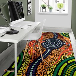 1st australia area rug aboriginal two lizards dot painting circle tee aussie