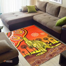 Aboriginal Art Kangaroo Area Rug Indigenous Unique Vibes Orange