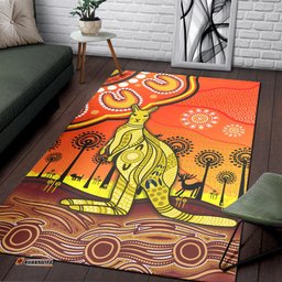 Aboriginal Art Kangaroo Area Rug Indigenous Unique Vibes Orange
