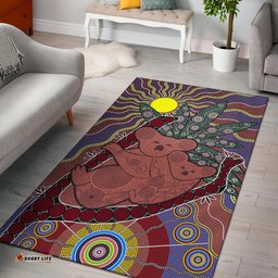 Aboriginal Area Rug Koala Sun Dot painting Circle Patterns