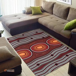 Australia Aboriginal Inspired Area Rug - Indigenous Symbol Dot Painting Art Ver 6