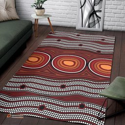Australia Aboriginal Inspired Area Rug - Indigenous Symbol Dot Painting Art Ver 6