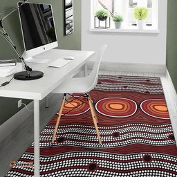 Australia Aboriginal Inspired Area Rug - Indigenous Symbol Dot Painting Art Ver 6
