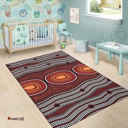 Australia Aboriginal Inspired Area Rug - Indigenous Symbol Dot Painting Art Ver 6