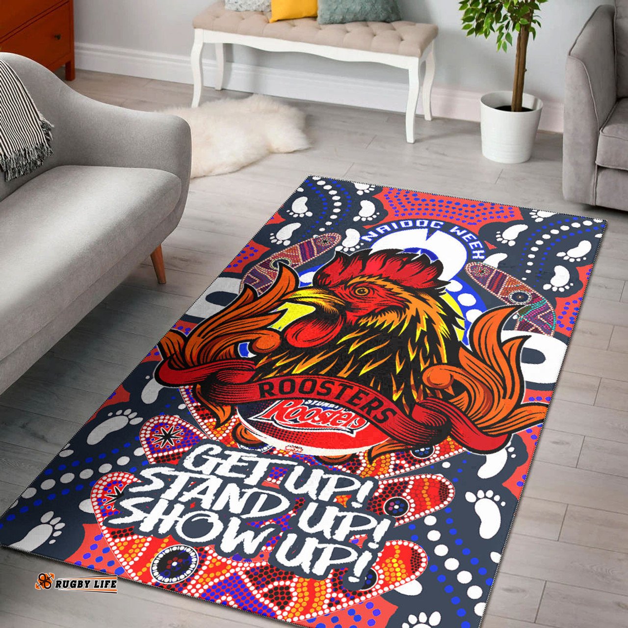 Australia Sydney Naidoc Area Rug - Sydney Naidoc Week Celebrations With Footprints And Boomerangs Dot Art Painting