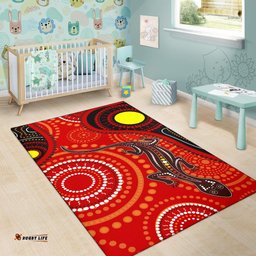 Aboriginal Area Rug Australia Lizard Dot Painting Art
