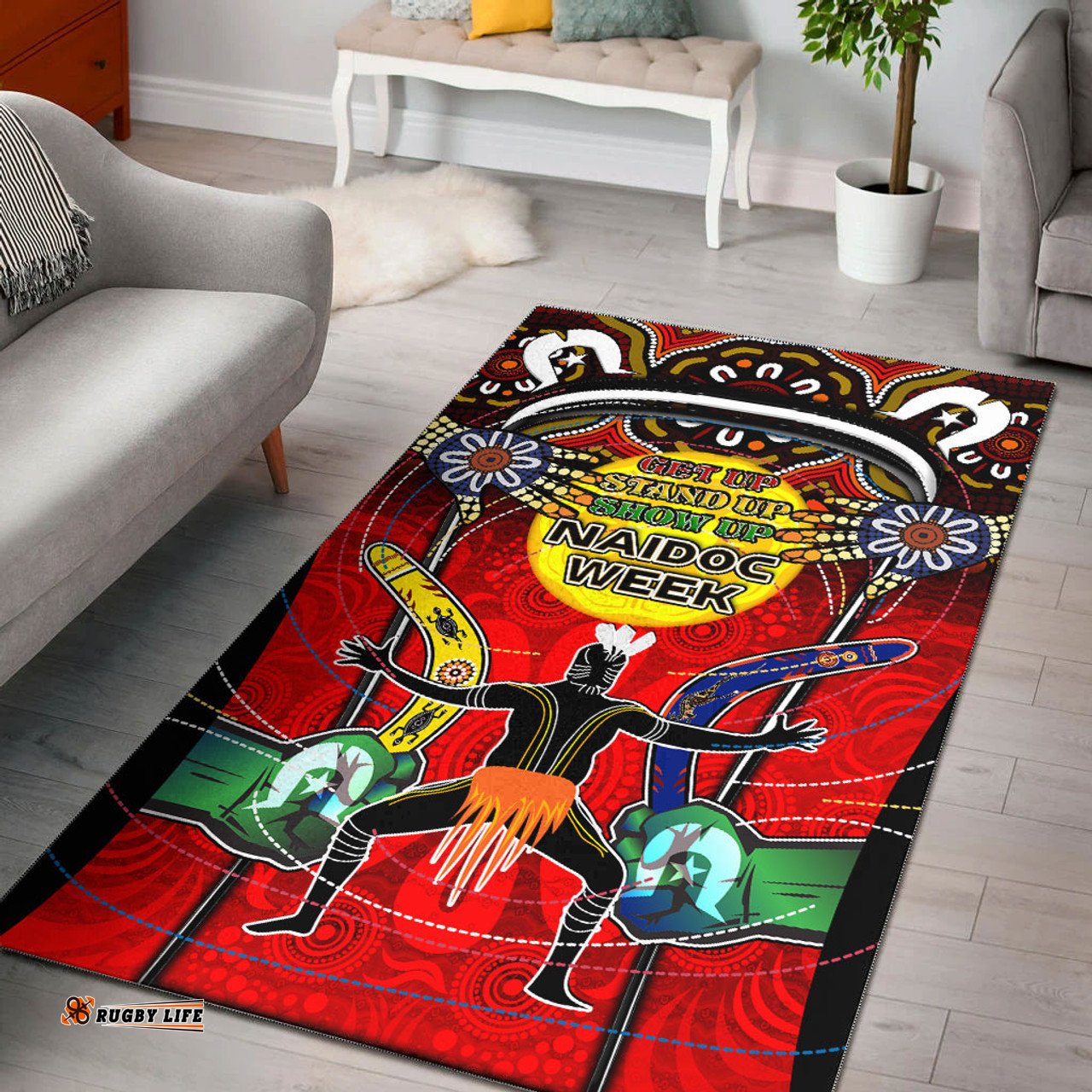 Australia Naidoc Week Area Rug - Celebrate Naidoc Week Aboriginal Inspired Culture "Get up, Stand up, Show up," Area Rug