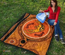aboriginal premium quilt indigenous snake hand brown color 01