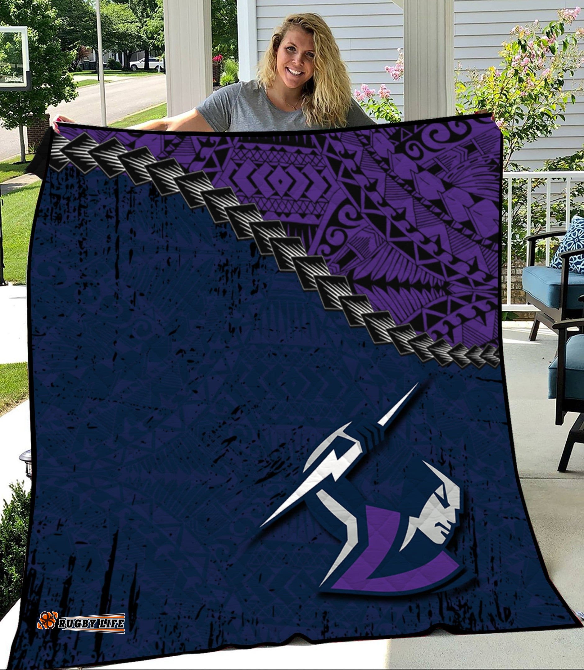 melbourne storm premium quilt grunge polynesian tattoo nrl