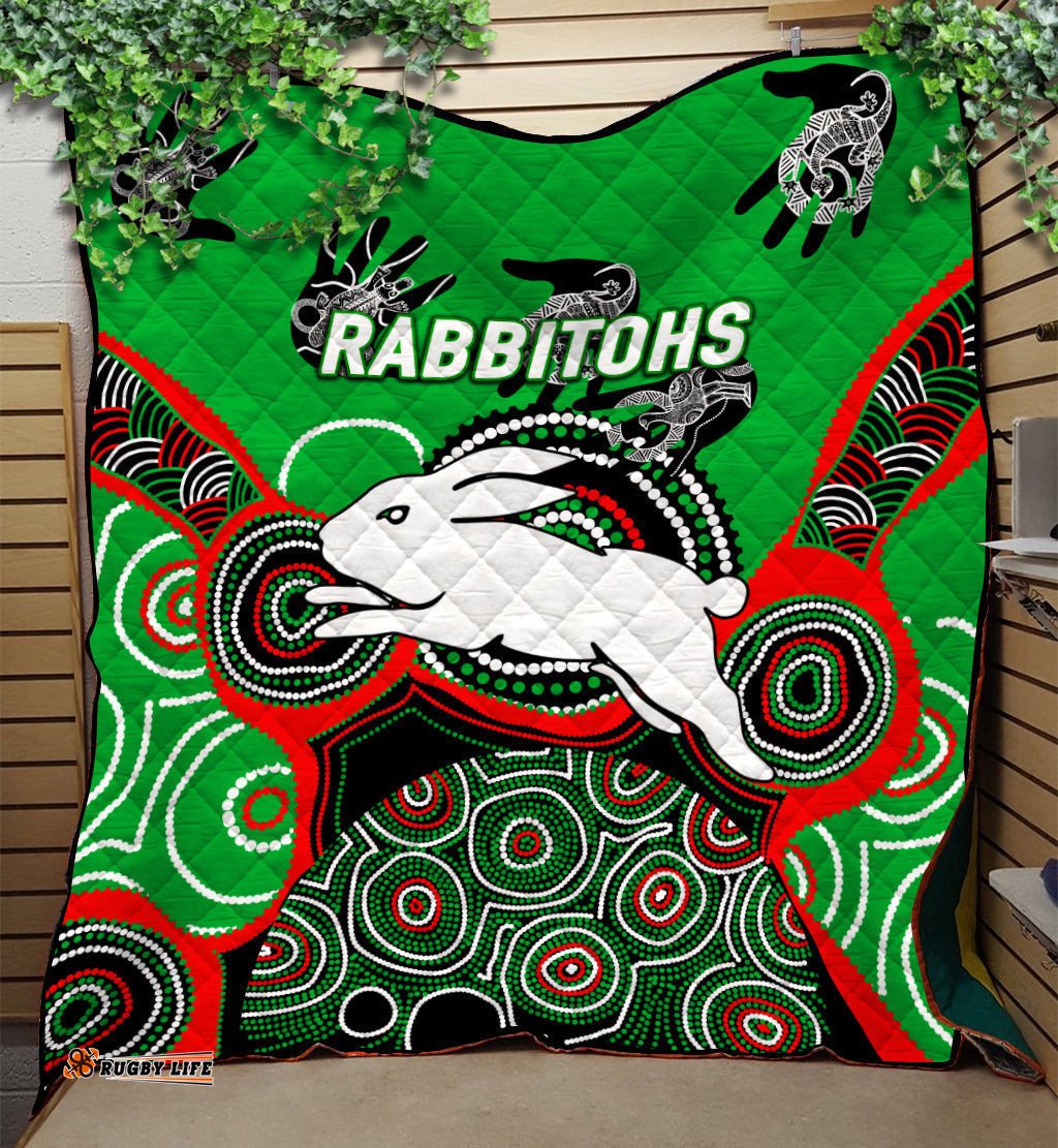 rabbitohs rugby aboriginal art quilt