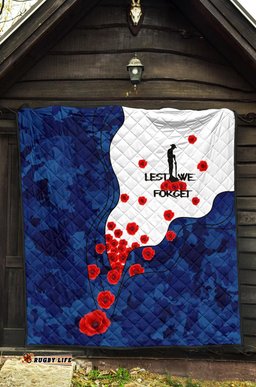 anzac lest we forget premium quilt australian flag blue