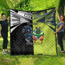custom raiders and panthers quilt together sporty style