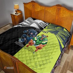 custom raiders and panthers quilt together sporty style