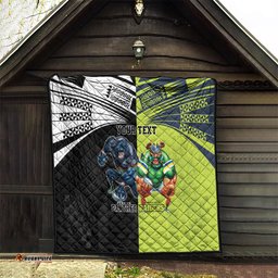 custom raiders and panthers quilt together sporty style