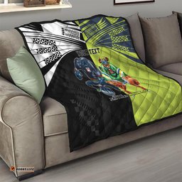 custom raiders and panthers quilt together sporty style
