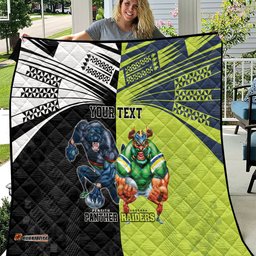 custom raiders and panthers quilt together sporty style