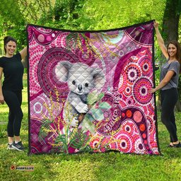 personalised australia quilt cute koala with golden wattle indigenous art