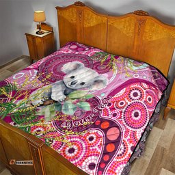 personalised australia quilt cute koala with golden wattle indigenous art