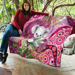 personalised australia quilt cute koala with golden wattle indigenous art