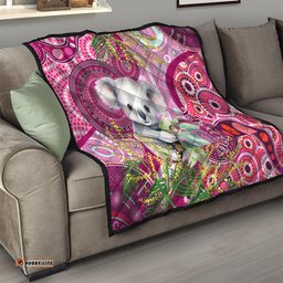 personalised australia quilt cute koala with golden wattle indigenous art