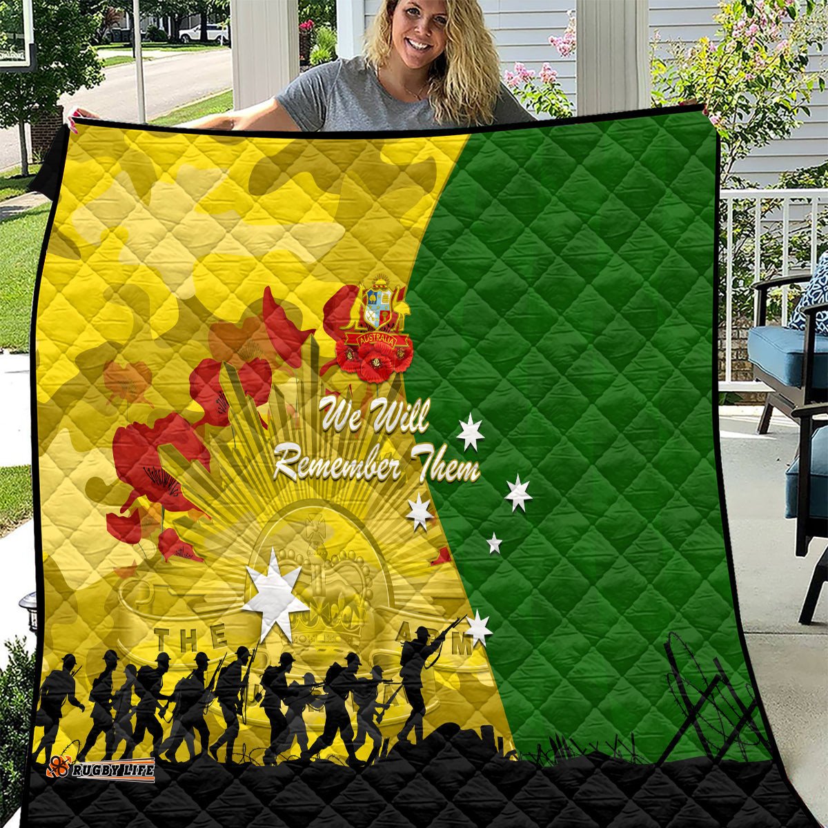 australia cricket anzac day 2024 quilt australian army camouflage with poppies