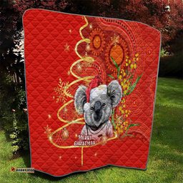 personalised australia koala christmas quilt aboriginal art with golden wattle
