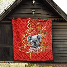 personalised australia koala christmas quilt aboriginal art with golden wattle