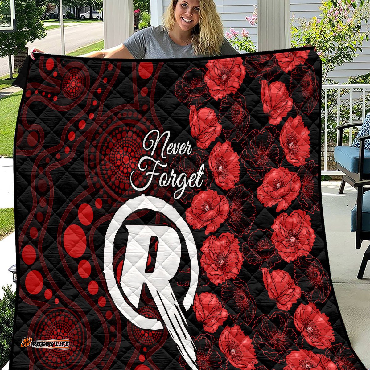 renegades cricket never forget custom quilt anzac day with poppy aboriginal