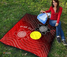 custom aboriginal premium quilt indigenous circle dot painting style