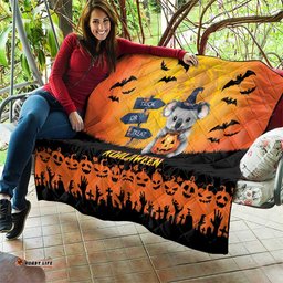 happy koalaween quilt koala ghost trick or treat