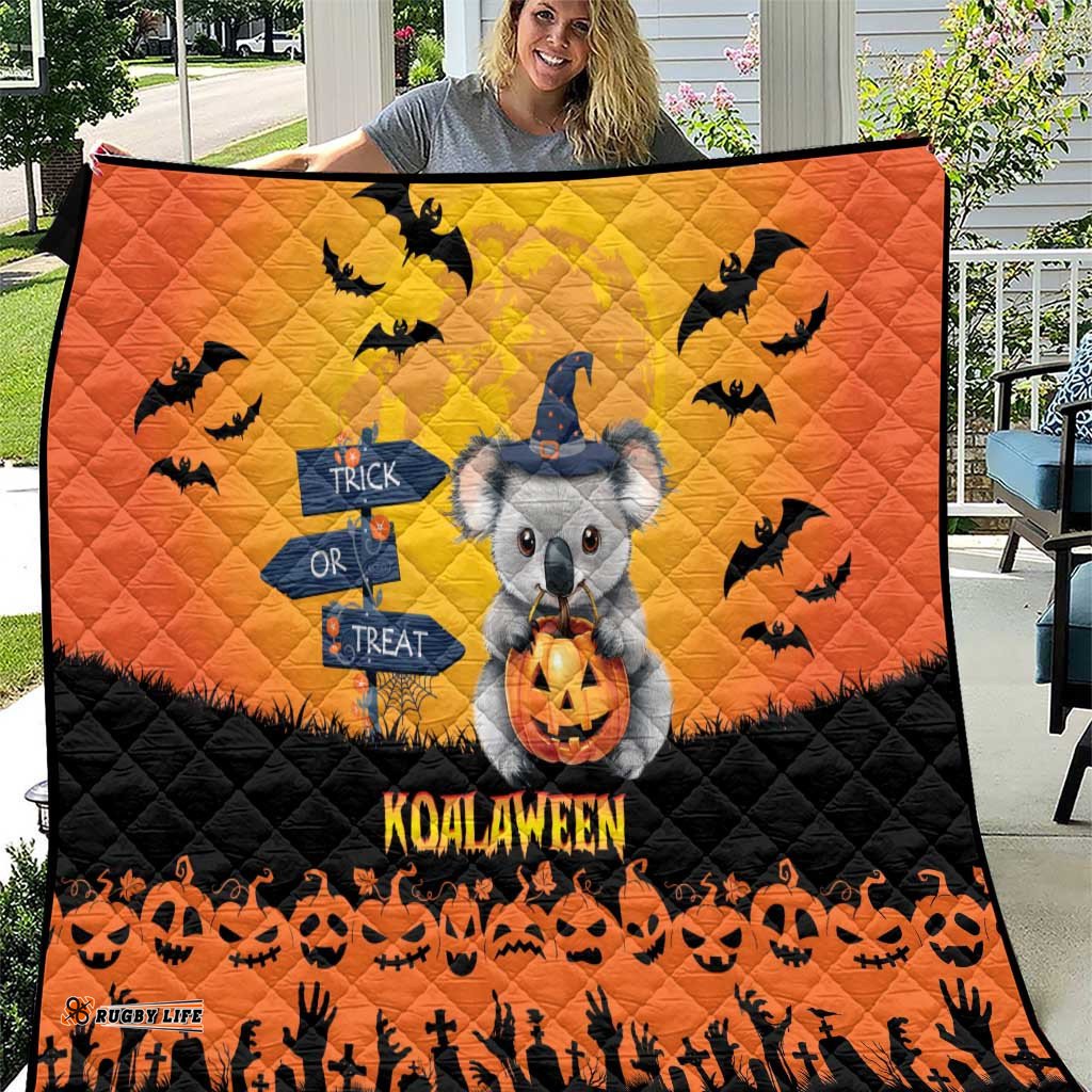 happy koalaween quilt koala ghost trick or treat