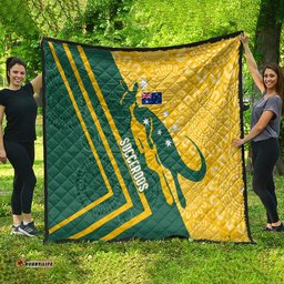 personalised australia socceroos indigenous quilt green & gold
