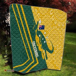 personalised australia socceroos indigenous quilt green & gold