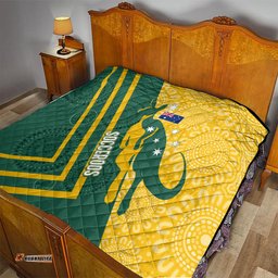 personalised australia socceroos indigenous quilt green & gold