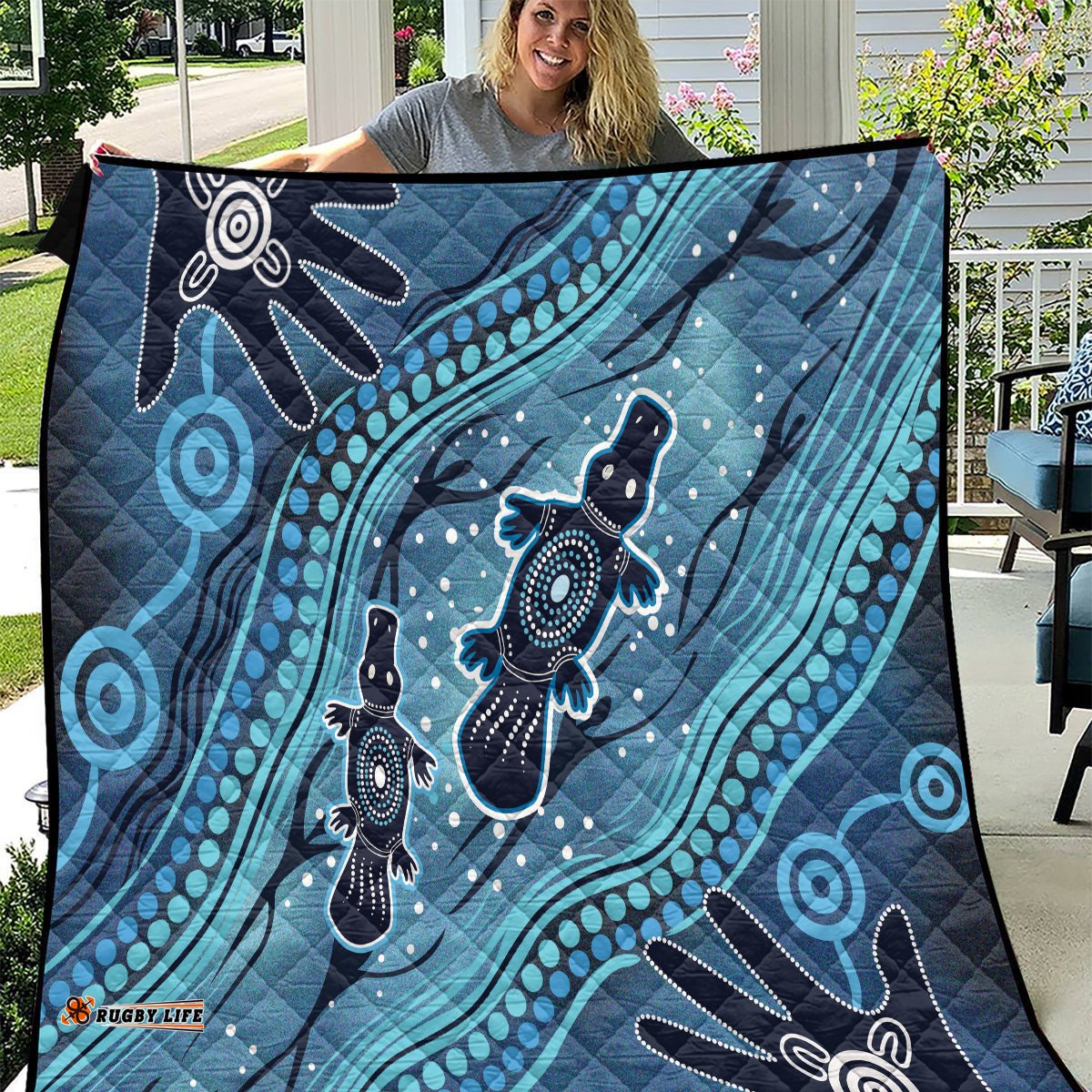 aboriginal dots art painting with platypus quilt no 1