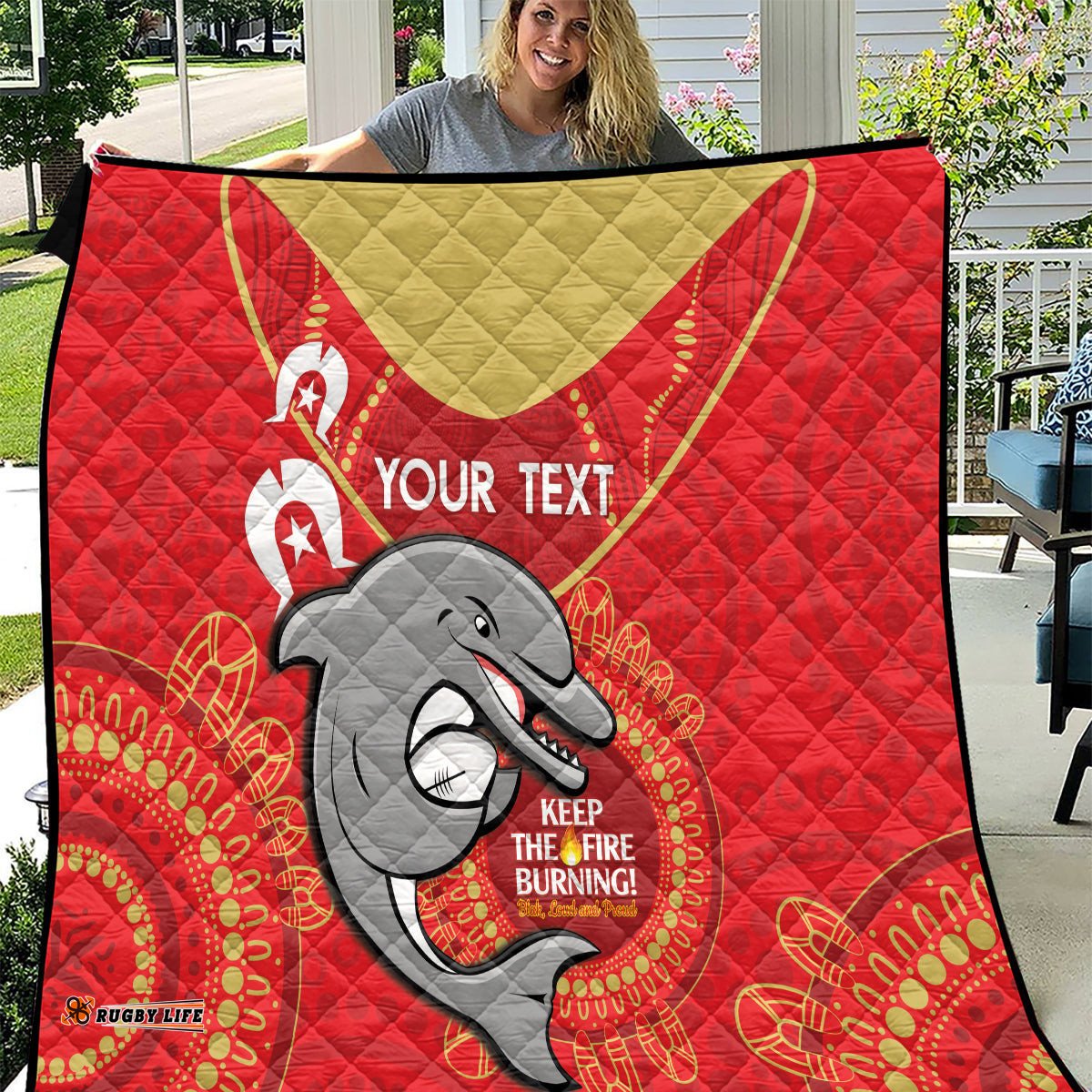 custom nrl dolphins naidoc week quilt keep the fire burning indigenous art
