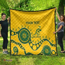 custom australia rugby quilt go wallaroos 2024 pacific aboriginal art