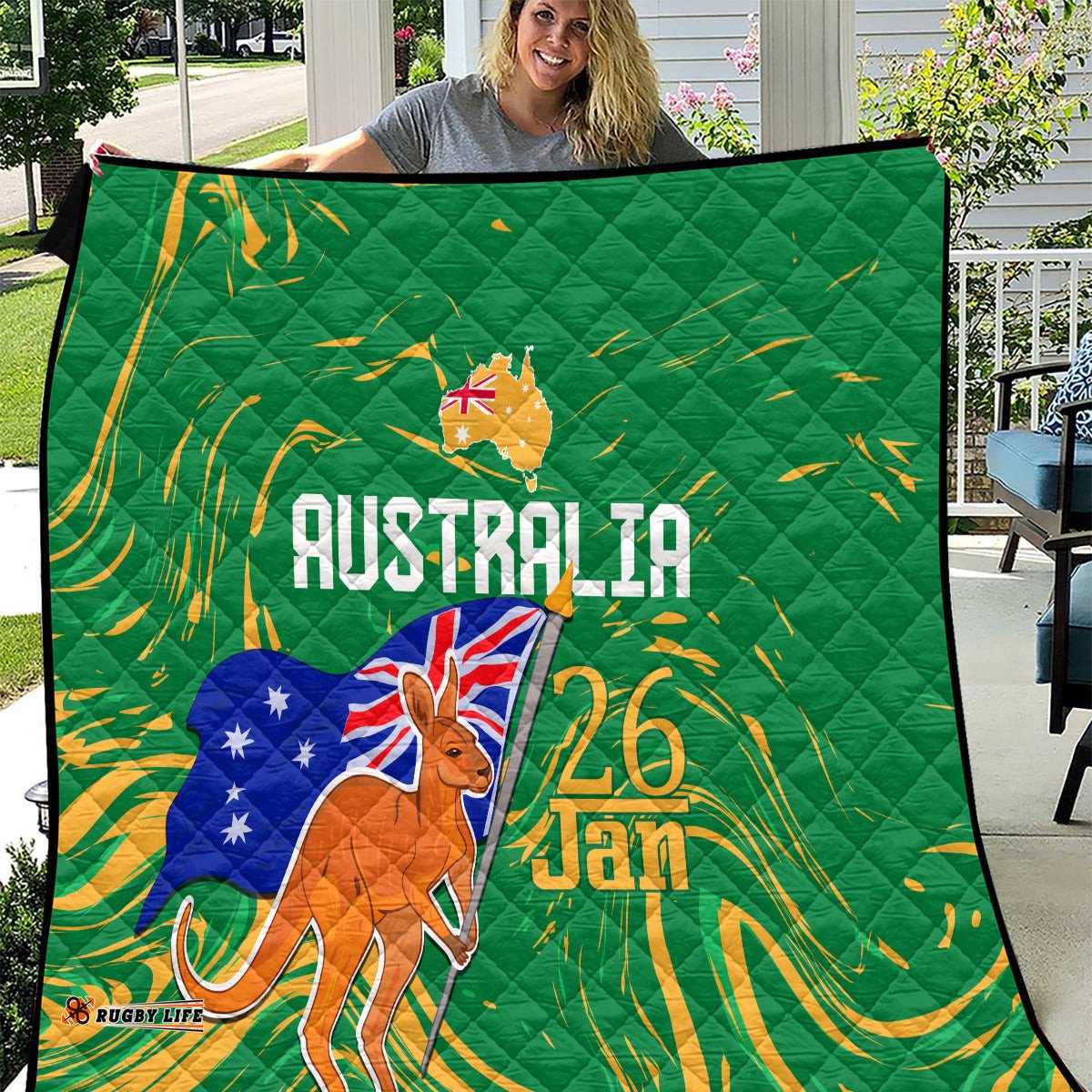 proud to be australia day quilt kangaroo with national color