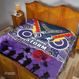 melbourne storm rugby anzac premium quilt indigenous poppy australian army