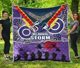 melbourne storm rugby anzac premium quilt indigenous poppy australian army
