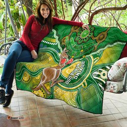 personalised australia boxing kangaroo quilt aussie indigenous art mix national color