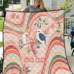 personalised australia hippie christmas quilt cockatoo kookaburra with wattle pink peach style