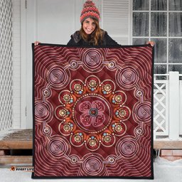 aboriginal premium quilt aboriginal dot art painting with red poppy flower