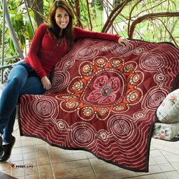 aboriginal premium quilt aboriginal dot art painting with red poppy flower