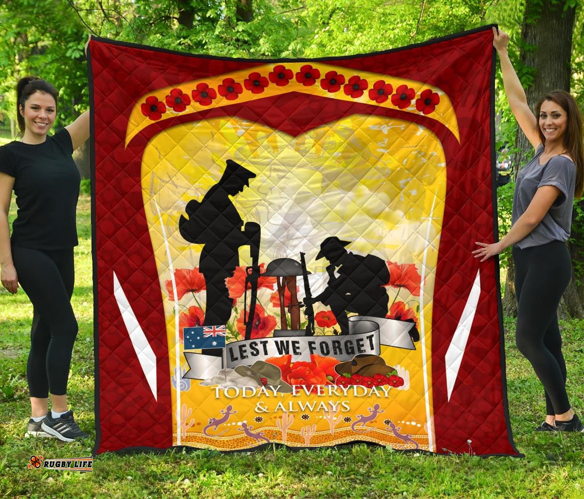 anzac premium quilt lest we forget aboriginal version