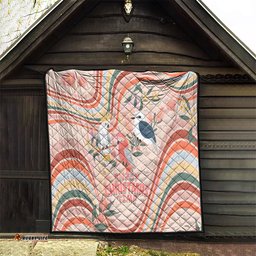australia hippie christmas quilt cockatoo kookaburra with wattle pink peach style